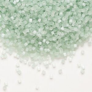 Seed bead, Delica®, glass, pkg/250g, #11 round, opaque silk glass enamel mint green (DB-0828-1).