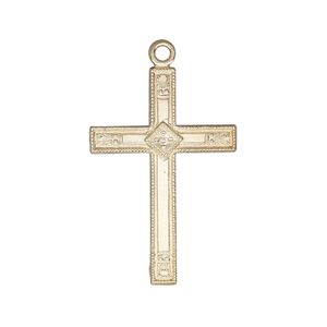Focal, 14Kt gold-filled, 30x20mm single-sided flat cross with diamond design. Sold individually.