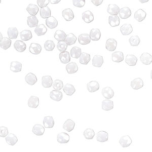 Bead 1pkg120 Czech fire-polished glass, opaque alabaster snow white luster, 3mm faceted round.