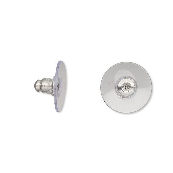 Earnut 1pkg20, 11.5x6mm comfort clutch, stainless steel / acrylic clear 10 pair image number 0
