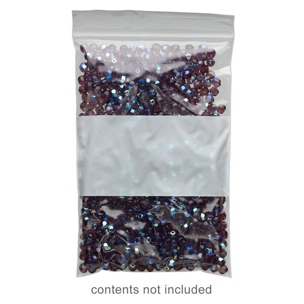 Bag, Tite-Lip™, plastic, clear and white, 4x6-inch top zip with block. Sold per pkg of 100. image number 0