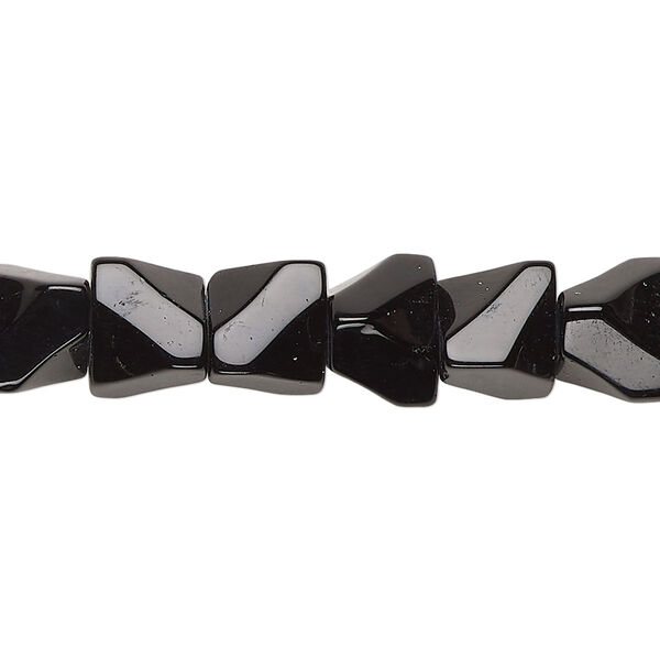 Bead, glass, opaque black, 10mm faceted trigon. Sold per 13-inch strand, approximately 45 beads. image number 0