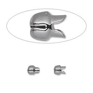 Crimp, Bulldog Crimp™, gunmetal-plated "pewter" (zinc-based alloy), 6x5mm. Sold per pkg of 10.