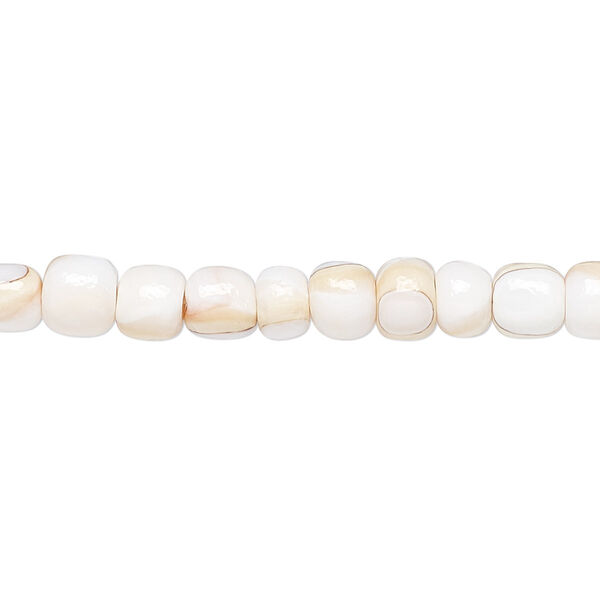 Bead, strawberry conch shell (natural), 4-5mm round. Sold per 15-1/2" to 16" strand. image number 0