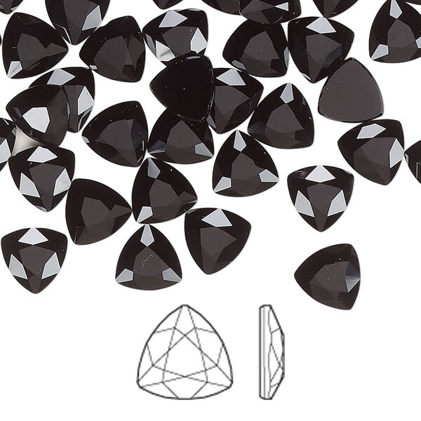 Flat back 144pk jet, Swarovski® 7mm trilliant 2472 image number 0