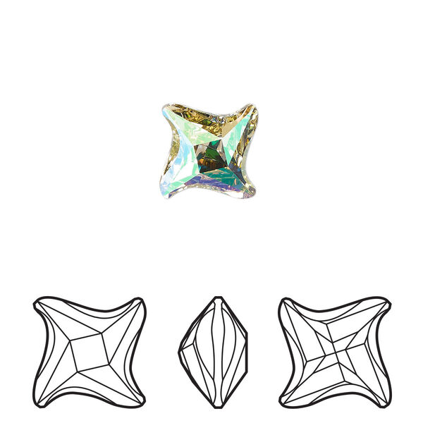 Fancy stone 2pk crystal luminous green foil back, Crystal Passions® 10.5mm twister 4485 image number 0