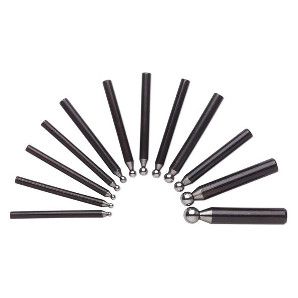 Dapping punch set, steel, black, 4-13mm. Sold per 12-piece set. image number 0