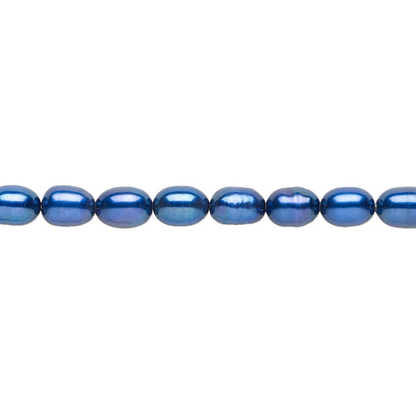 Pearl 1pkg1 cultured freshwater, 4-5mm rice C grade, 15 inch dyed cobalt blue image number 0