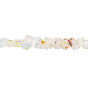 Bead, millefiori glass, translucent clear and multicolored, mini to small chip. Sold per 32-inch strand.