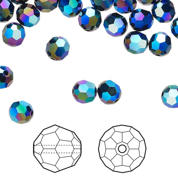 Bead 1pkg360 jet shimmer 2X, Swarovski&reg;, 6mm faceted round 5000 image number 0