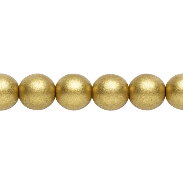 Bead, Czech glass druk, opaque satin metallic bronze, 10mm round. Sold per 15-1/2" to 16" strand. image number 0