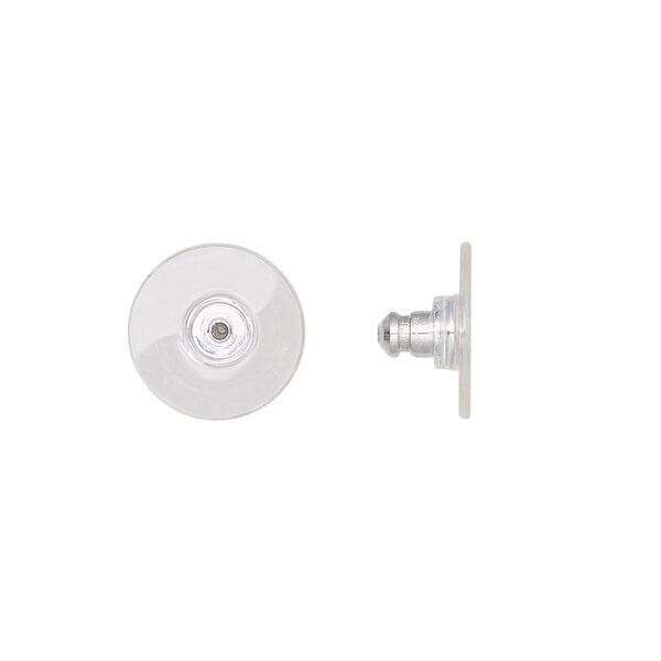 Earnut 1pkg10, 11x6mm comfort clutch, aluminum / acrylic clear 5 pair image number 0