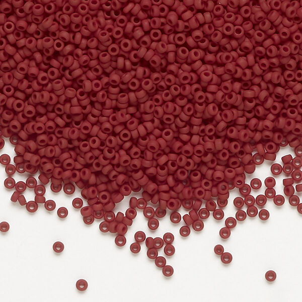 Seed bead, Miyuki, glass, pkg/35g, #15 rocaille, opaque matte currant, (RR-419F). image number 0