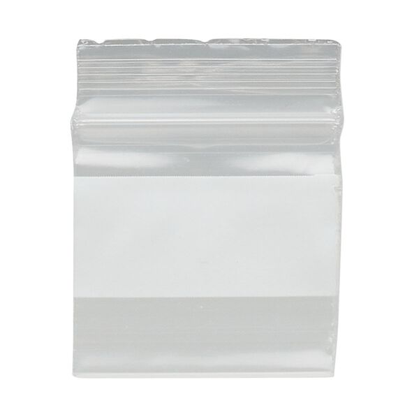 Bag, Tite-Lip™, plastic, clear and white, 1x1-inch top zip with block. Sold per pkg of 1,000. image number 1