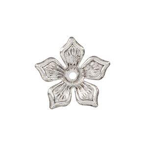 Component, antique silver-finished steel, 22x21mm single-sided flower. Sold per pkg of 20.