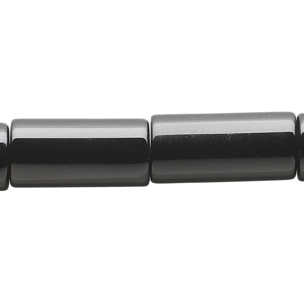 Black onyx 1pkg1, tube bead 15.5-16 inch 20x10mm image number 0