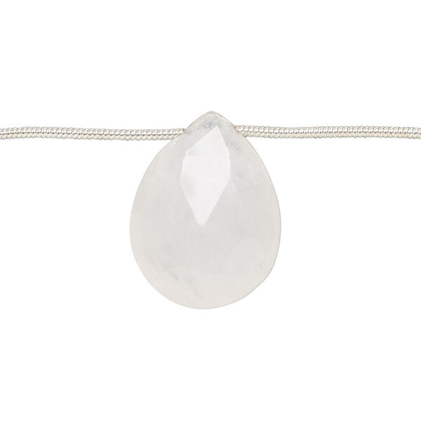 Rainbow moonstone 1pkg6, hand-cut top-drilled faceted puffed teardrop bead natural C grade, 18x13mm-25x17mm image number 0