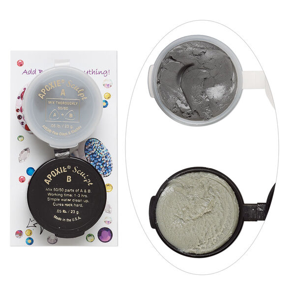Adhesive, Apoxie® Sculpt, epoxy and polymer resin, silver-grey. Sold per 1/10 pound pkg. image number 0