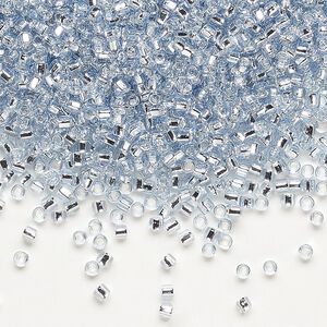 Seed bead, Dyna-Mites™, glass, pkg/1/2kg, #11 round, transparent silver-lined pale blue, (72:SR 11/0 SR).