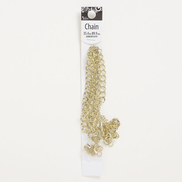 Chain / finding 1pkg7 "pewter" (zinc-based alloy) / steel, assortment gold finish 35 inch mixed size image number 0