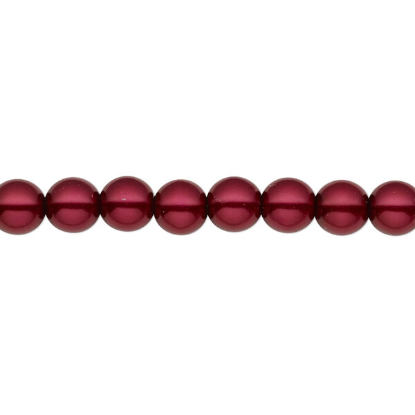 Bead, Czech pearl-coated glass druk, opaque crimson, 6mm round. Sold per 15-1/2" to 16" strand. image number 0
