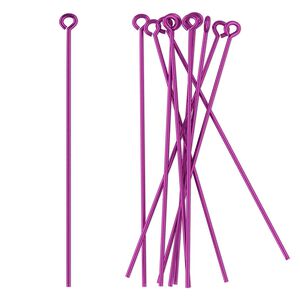 Eye pin, niobium, pink, 1-3/4 inches long, 21 gauge. Sold per pkg of 10.