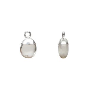 Crystal quartz / copper / sterling silver 1pkg1, silver-plated hand-cut puff oval drop natural 10x8mm