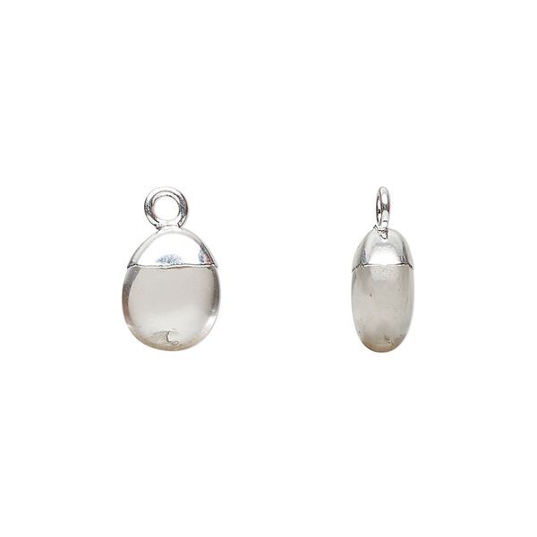 Crystal quartz / copper / sterling silver 1pkg1, silver-plated hand-cut puff oval drop natural 10x8mm image number 0
