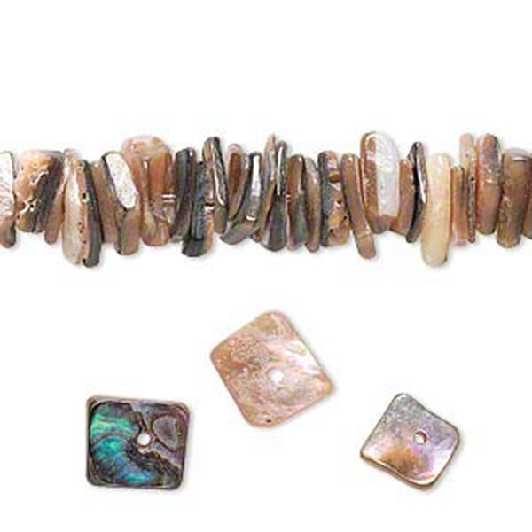 Bead, abalone shell (natural), small to medium chip, Mohs hardness 3-1/2. Sold per 15-1/2" to 16" strand. image number 0