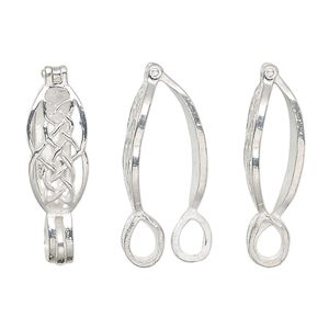 Bail, donut, sterling silver, 21x8mm with Celtic wheel design, 12x2.5mm grip length. Sold individually.