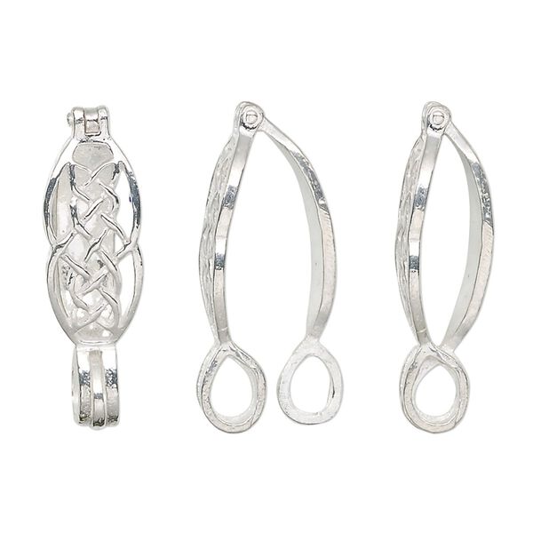 Bail, donut, sterling silver, 21x8mm with Celtic wheel design, 12x2.5mm grip length. Sold individually. image number 0
