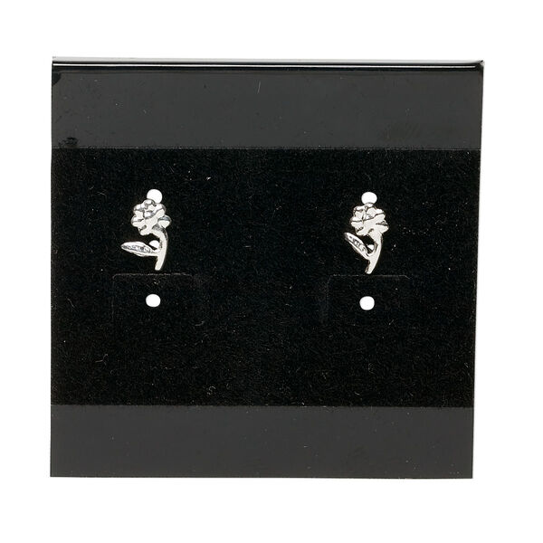 Earring card, flocked plastic, black, 2x2-inch square. Sold per pkg of 100. image number 0