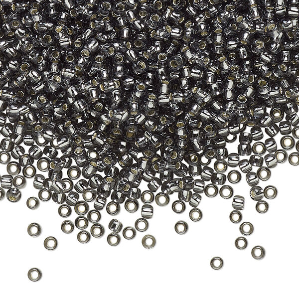 Seed bead, TOHO BEADS®, glass, pkg/7.5g, #11 round, transparent silver-lined grey (TR-11-29B). image number 0
