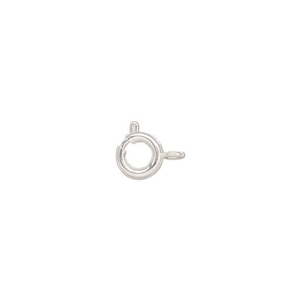 Clasp, springring, brass, pkg/6, silver plate, 7mm. image number 0