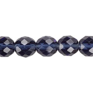 Bead, Czech fire-polished glass, Montana blue, 10mm faceted round. Sold per 15-1/2" to 16" strand, approximately 40 beads.