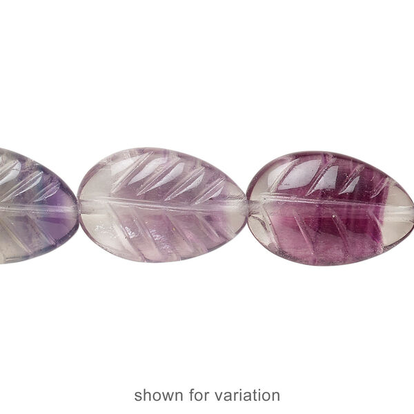 Rainbow fluorite 1pkg1, hand-cut carved leaf bead natural 15.5-16 inch 18x12mm image number 2