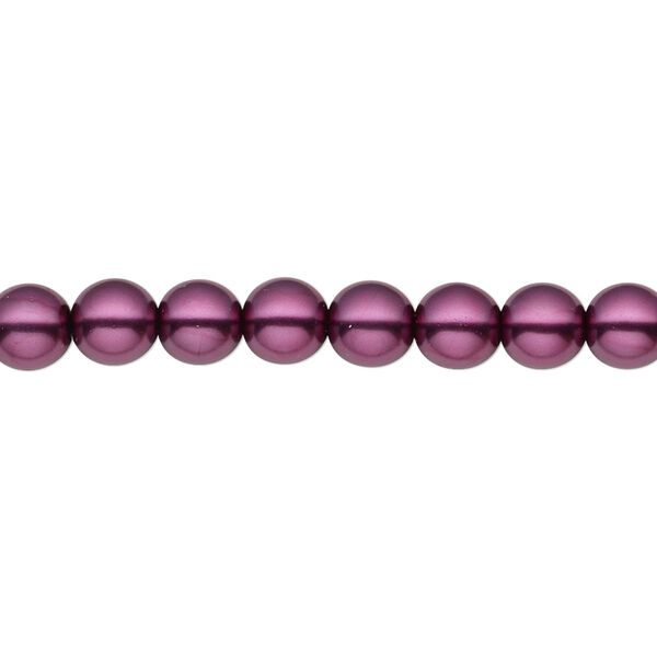 Bead, Czech pearl-coated glass druk, opaque deep fuchsia, 6mm round. Sold per 15-1/2" to 16" strand. image number 0