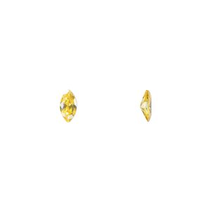 Gem, cubic zirconia, topaz gold, 6x3mm faceted marquise, Mohs hardness 8-1/2. Sold per pkg of 5.