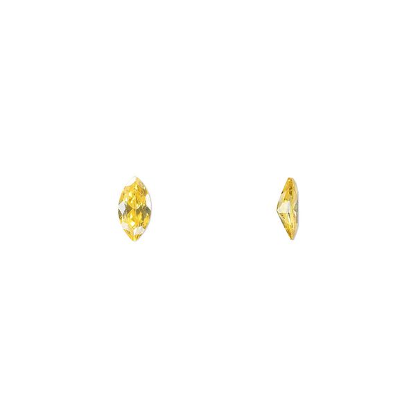 Gem, cubic zirconia, topaz gold, 6x3mm faceted marquise, Mohs hardness 8-1/2. Sold per pkg of 5. image number 0