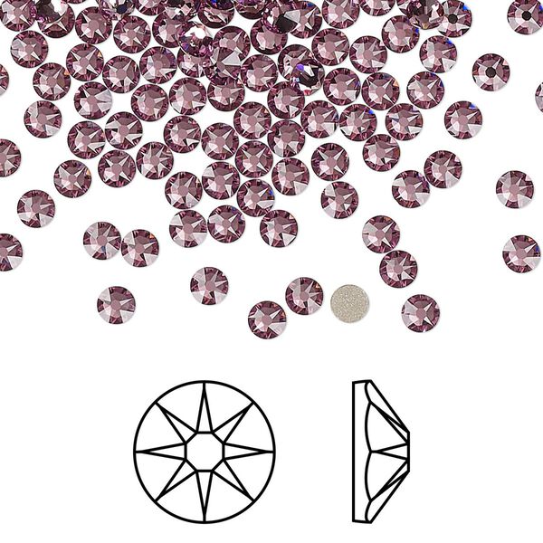 Flat back 144pk iris foil back, Crystal Passions® 3-3.2mm rose round SS12 2088 image number 0