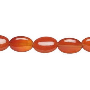 Red agate 1pkg1, puffed oval bead, 15 inch 11x8mm-12x8mm