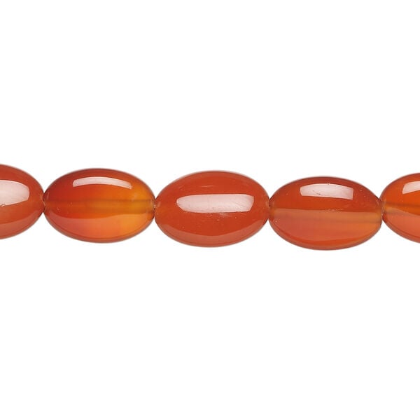 Red agate 1pkg1, puffed oval bead, 15 inch 11x8mm-12x8mm image number 0