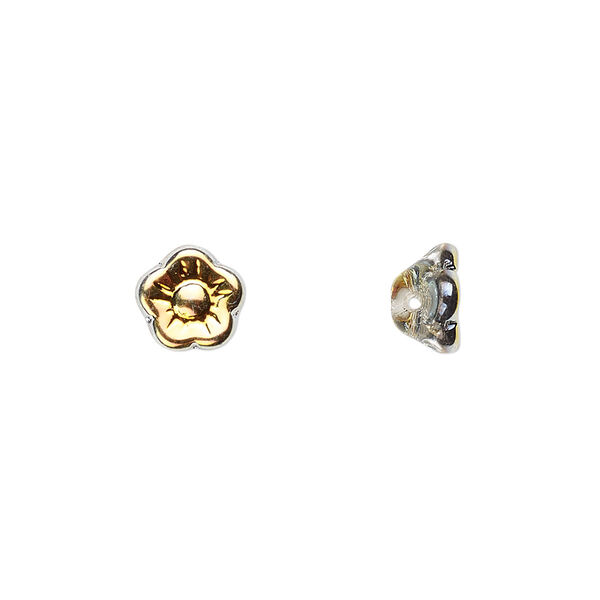 Bead, Czech pressed glass, clear vitrail, 8.5x6mm flower cone. Sold per pkg of 50. image number 0