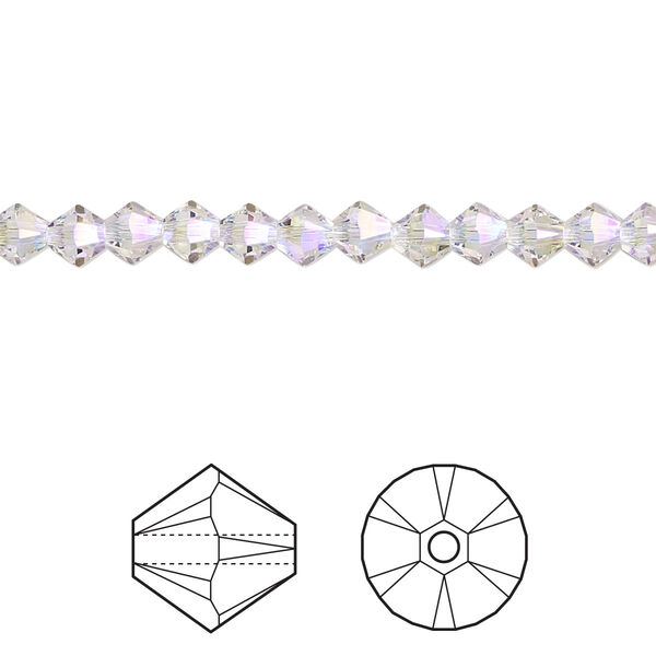 Bead 1440pk crystal shimmer 2X, Swarovski® 4mm XILION bicone 5328 image number 0