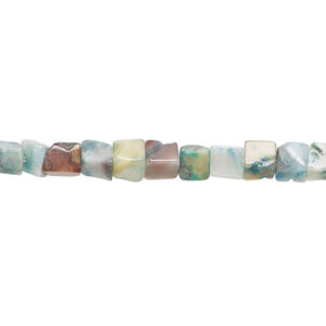 Crazy lace agate 1pkg1, cube bead, 15 inch 4-5mm