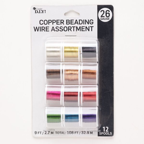 Wire assortment, copper, pkg/(12) 9 feet, assorted colors, round, 26 gauge. image number 0