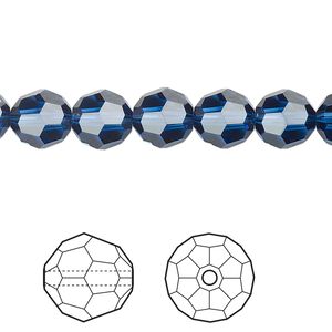 Bead 144pk dark sapphire, Crystal Passions® Regenerated 8mm round 5000