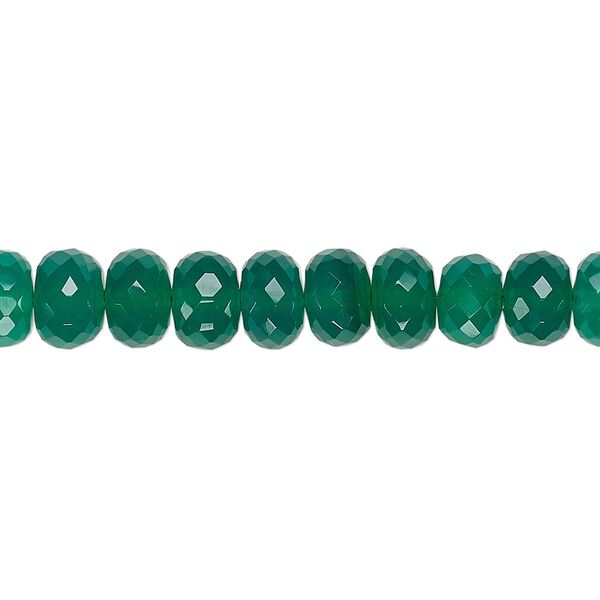 Green onyx 1pkg1, hand-cut faceted rondelle bead 8 inch 7x5mm-8x6mm image number 0