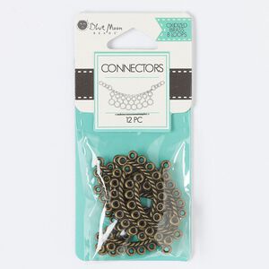 Link, antique brass-finished "pewter" (zinc-based alloy), 25x3mm twisted rope with 2-8 loops. Sold per pkg of 12.