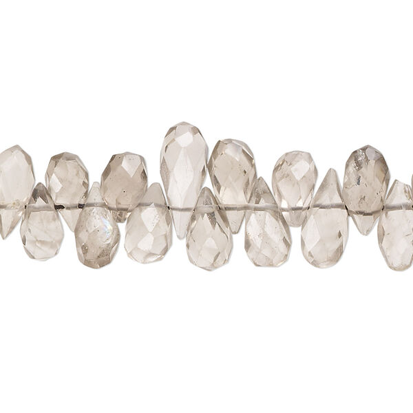 Smoky quartz 1pkg1, hand-cut top-drilled faceted teardrop bead C+ grade, 14 inch 8x4mm-13x6mm image number 0